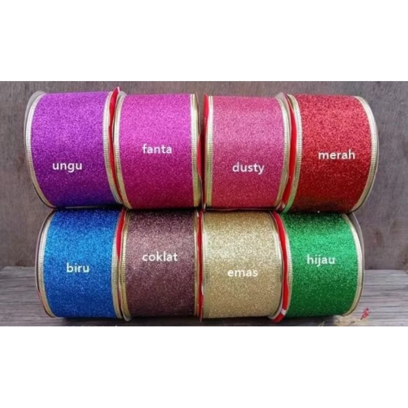 Jual ( 1 roll ) PITA KAWAT GLITTER PITA NATAL GLITTER KAWAT PINGGIR ...