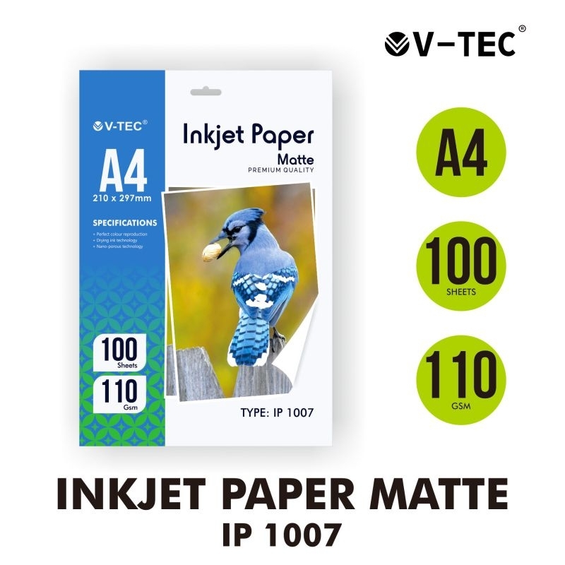 Jual (1 PACK = 100 LMBR) Kertas Inkjet Paper Matte Photo Paper Vtec A4 ...