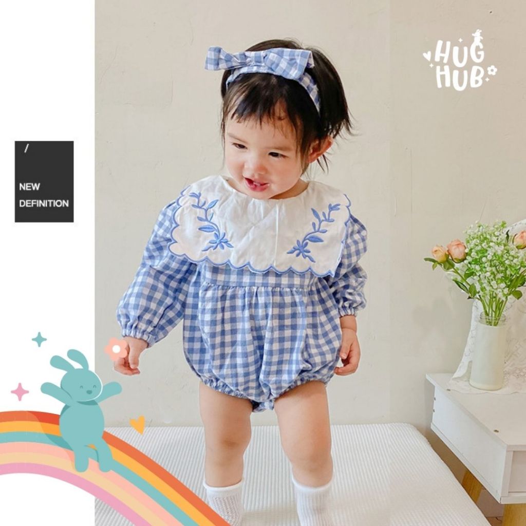 Jual Hughub - Baju Romper lengan panjang premium set bando bayi ...