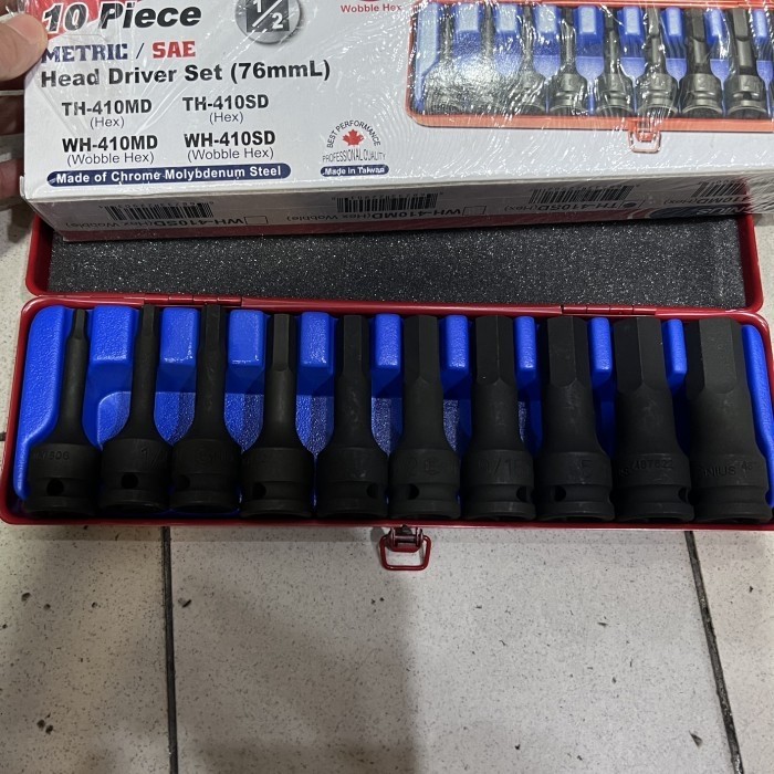 Jual Genius Tools 10 Pcs 1/2" Dr. SAE Hex Impact Bit Socket Set - TH ...