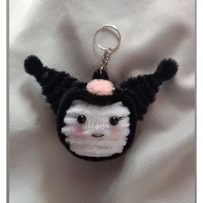 Jual Keychain Gantungan Kunci Ganci Kawat Bulu Bentuk Kuromi