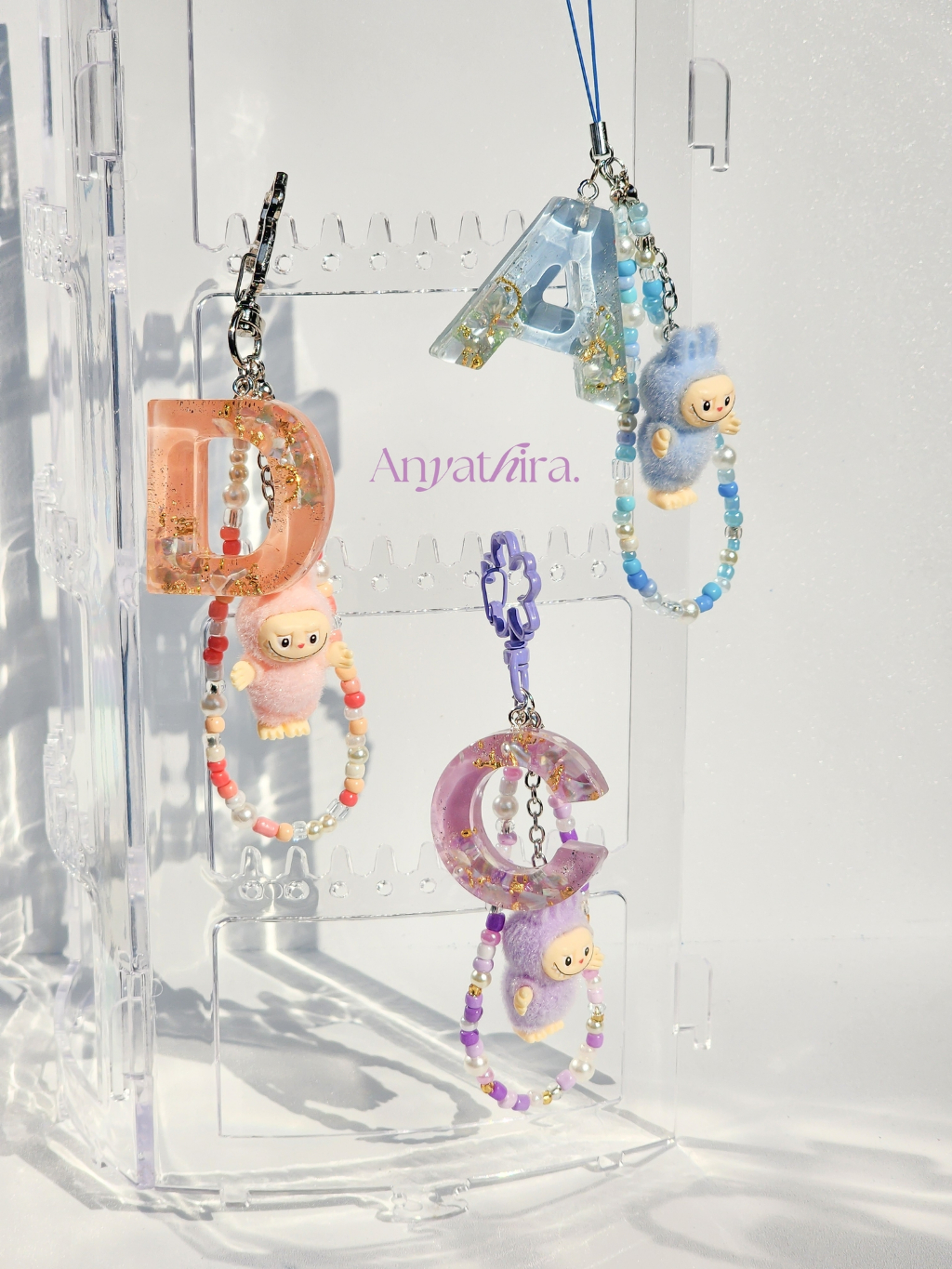 Jual Anyathira Labubu Keychain Mini Resin Initial Popmart Gantungan ...