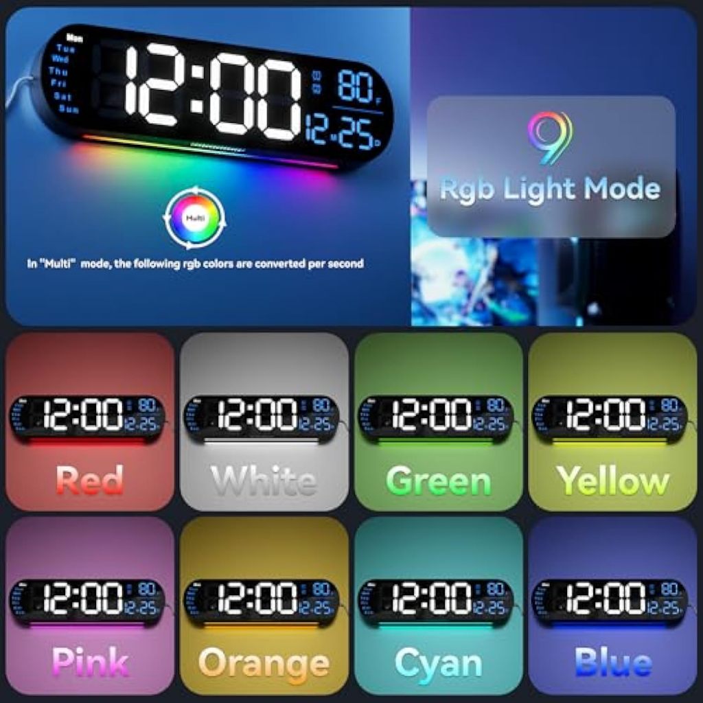 Jual Jam digital multifungsi dengan lampu RGB tampilan LED jam alarm ...