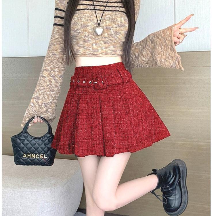 Jual TM 6570 Rok CNY Carlina belted mini skirt import | Shopee Indonesia