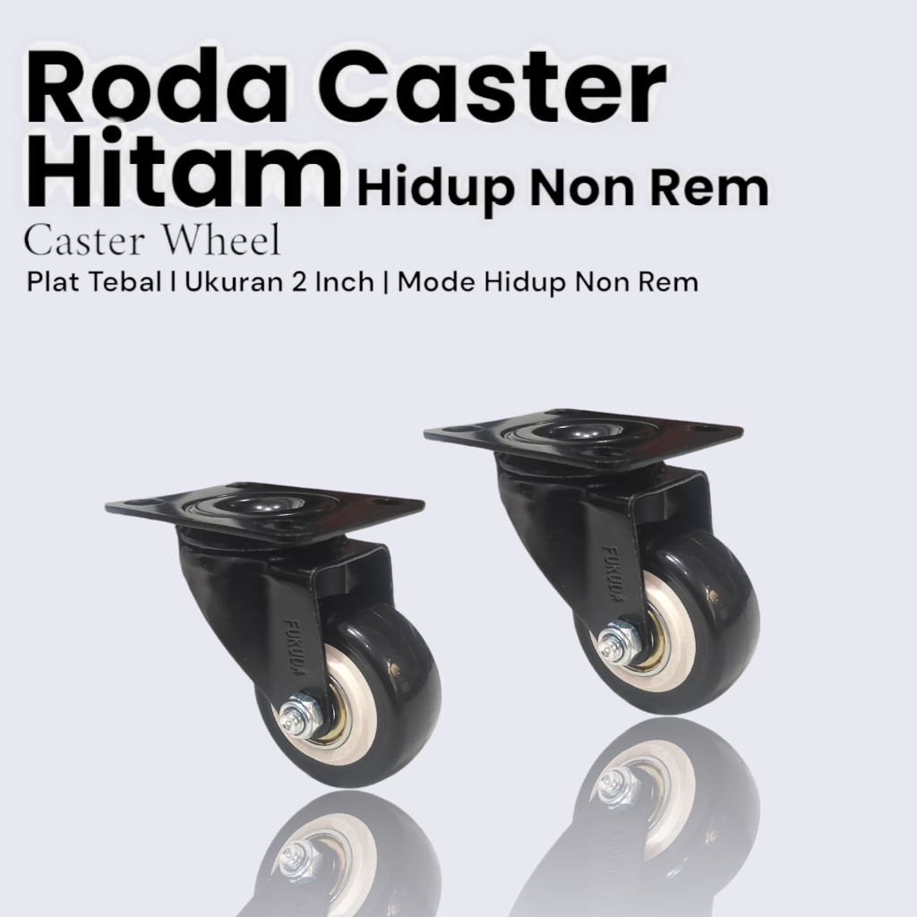 Jual Roda caster Hitam Plat Tebal Hidup Tanpa Rem 2 Inch | Shopee Indonesia