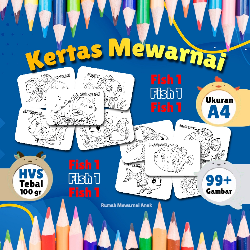 Jual Kertas Mewarnai Untuk Anak Anak Ukuran A4 Untuk TK Dan PAUD Tema