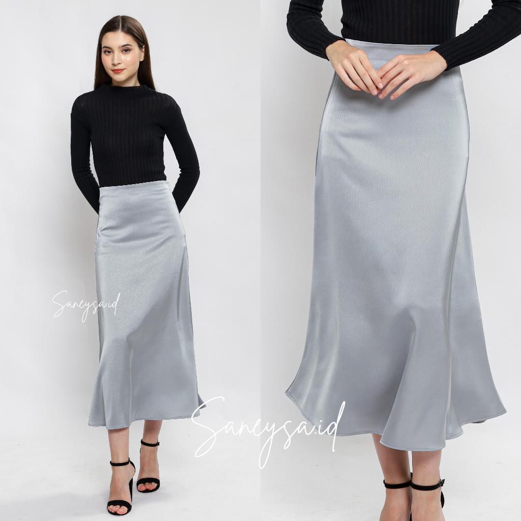 Jual Luna Satin Silk Skirt - Rok Wanita Satin - Korean Maxi Skirt - Rok ...