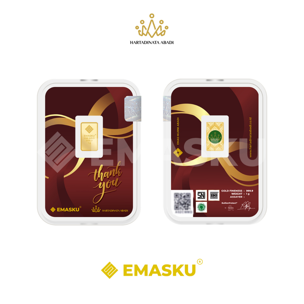 Jual Hartadinata Abadi EMASKU Moment Thankyou Maroon Gold 1 Gr | Shopee ...