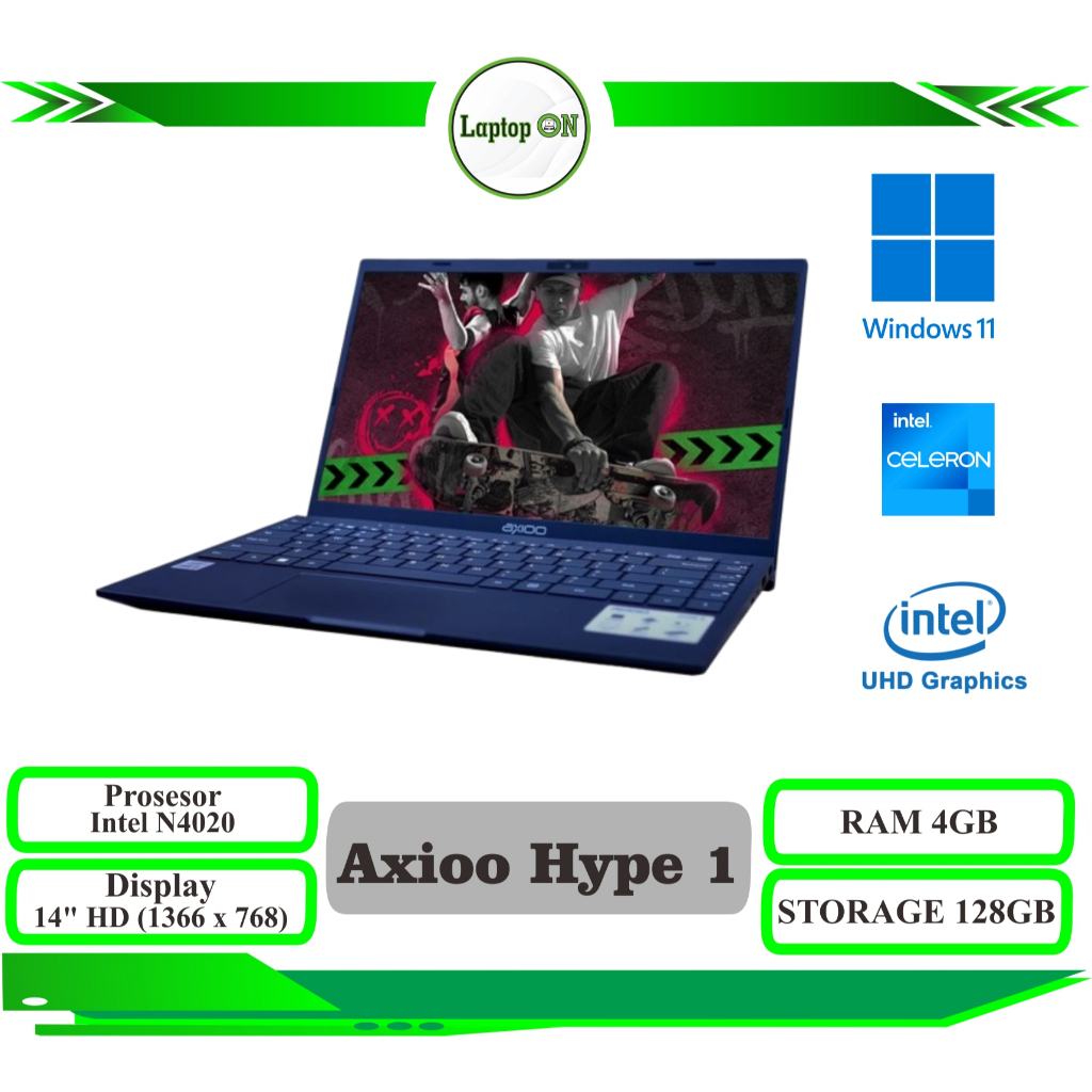 Jual AXIOO Mybook HYPE 1 Intel N4020 RAM 4GB SSD 128GB W11 Home Blue ...