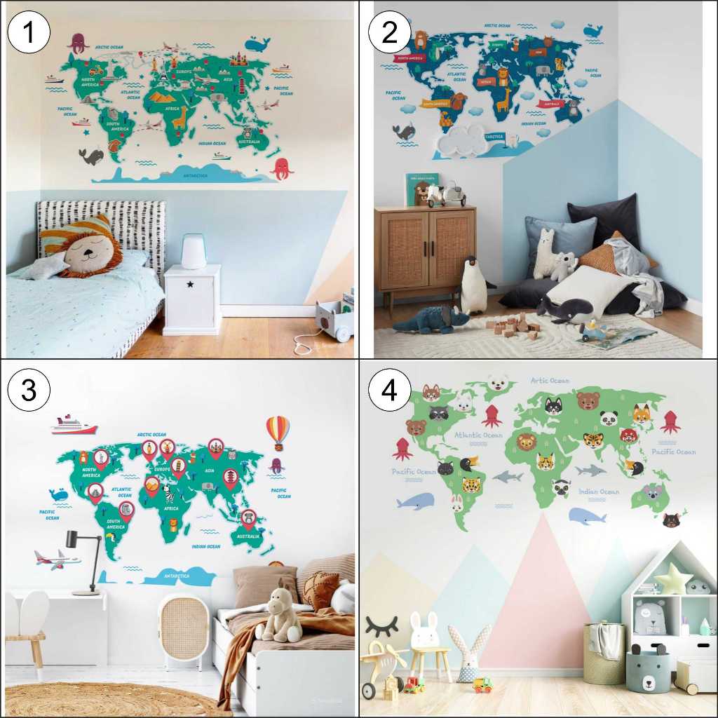 Jual Semesta Wall Sticker Tema Maps World Stiker Dinding Wallsticker ...