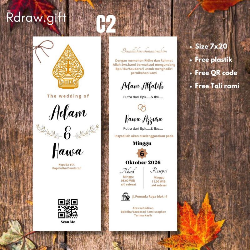 Jual Undangan Mini Hand tag | Undangan simpel | Undangan tali rami ...