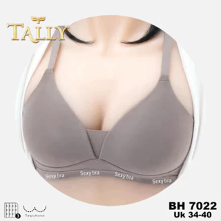 TALLY BH 7022 Bra Busa Tipis Tanpa Kawat Bahan Nylon Cup B Kait 3 Bh Harian Nyaman
