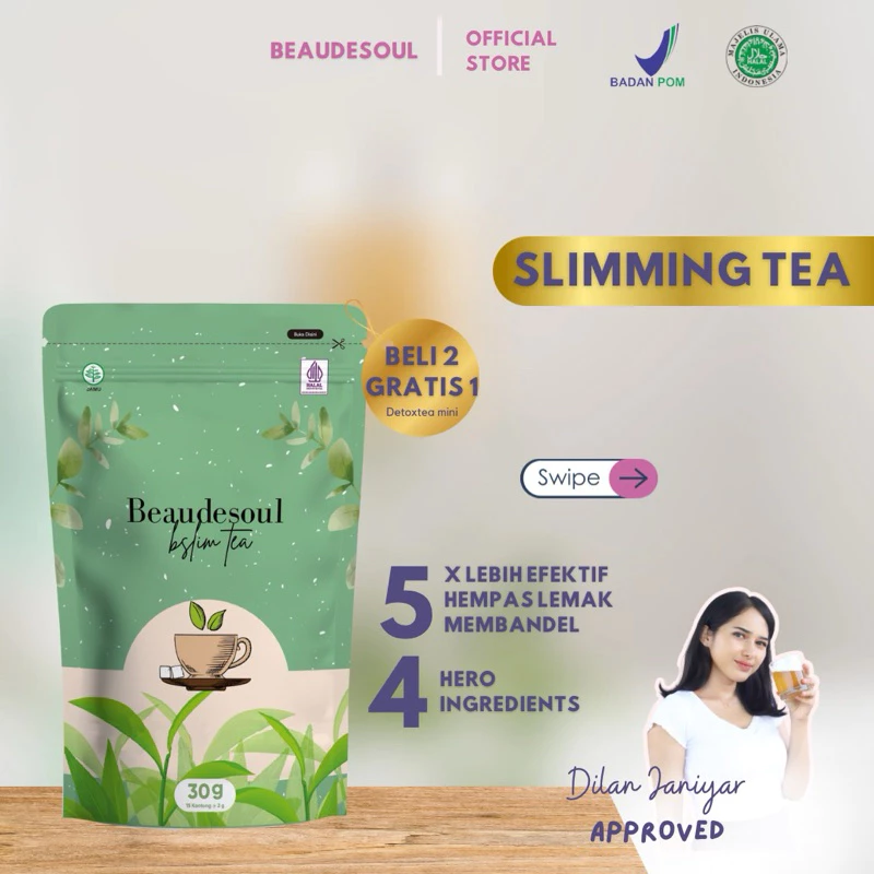 Beaudesoul Slimming Tea & Detox Tea | Teh Pelangsing Herbal Alami | Teh Diet | Peluntur Lemak