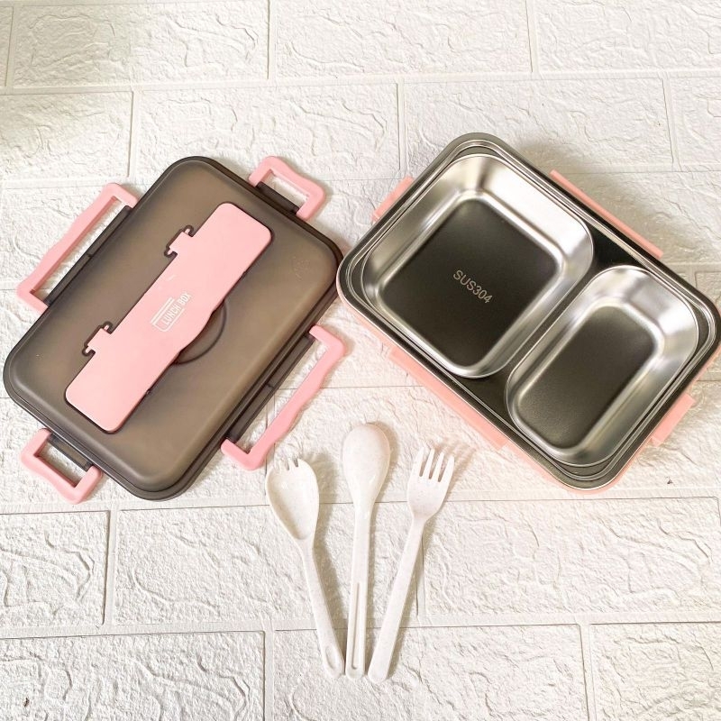 Jual Kotak Makan Stainles Steel 304 3 SEKAT 3 WARNA Tahan Suhu