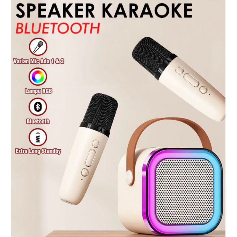 Jual Speaker karaoke + mic bluetooth mini + led full bass | Shopee ...
