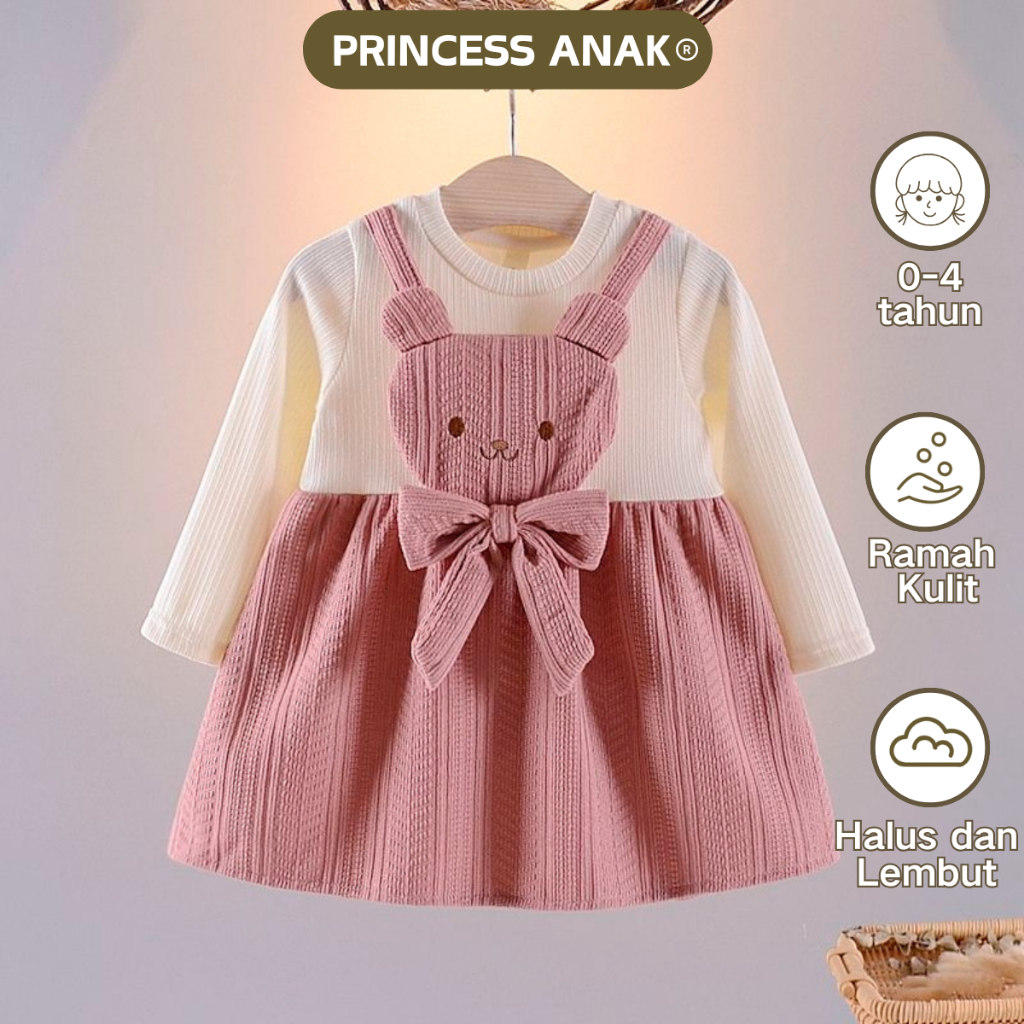 Jual [PRINCESS ANAK] 0-4 Tahun Dress Anak Perempuan Desain Beruang Lucu ...