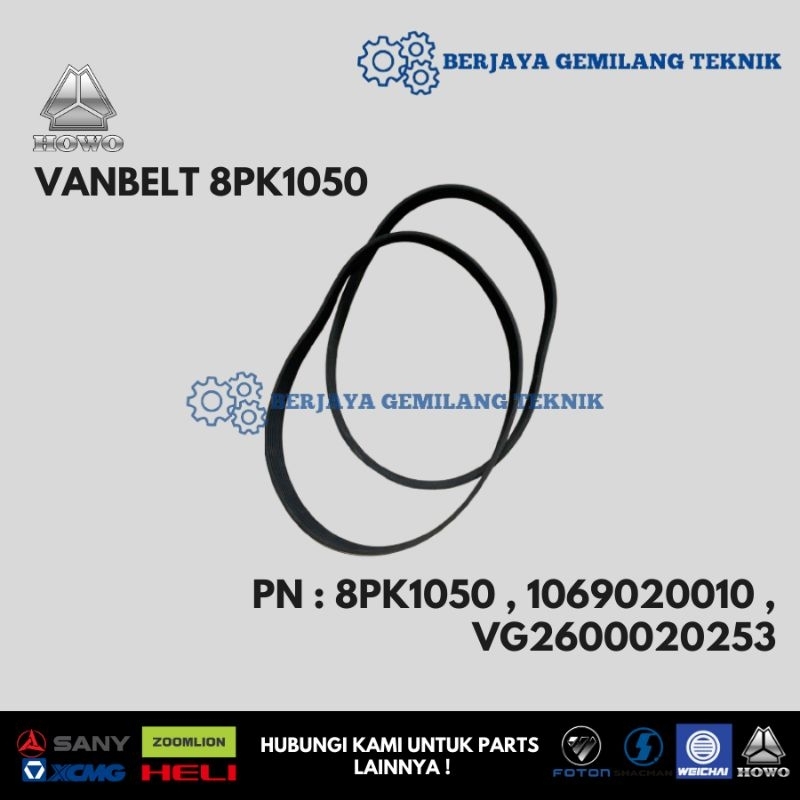 Jual Vanbelt 8PK1050 V Belt 8 PK 1050 Howo Sinotruk Jual Vanbelt 8PK1050 V Belt 8 PK 1050 Howo Sinotruk