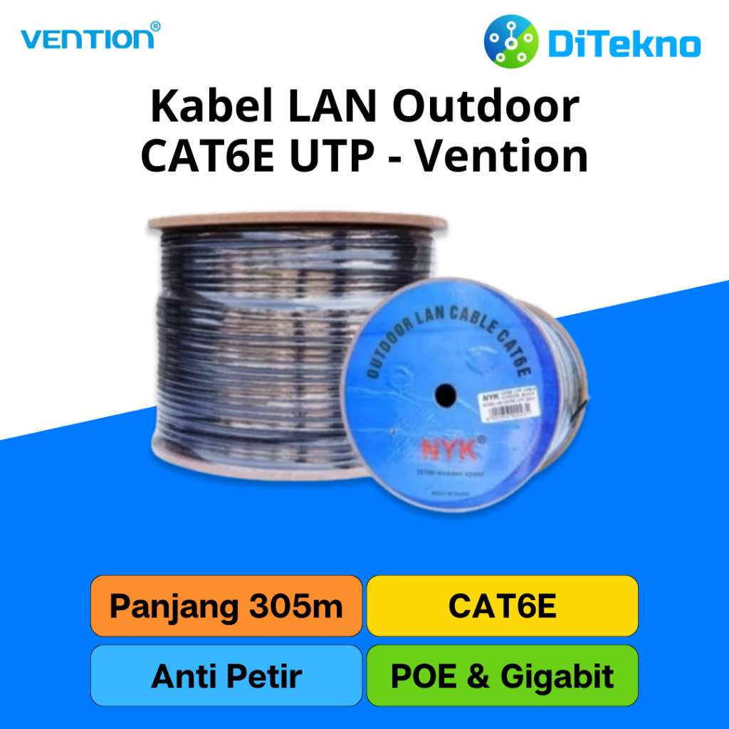 Jual Vention Kabel LAN Cat 6 UTP Outdoor Meteran | Shopee Indonesia