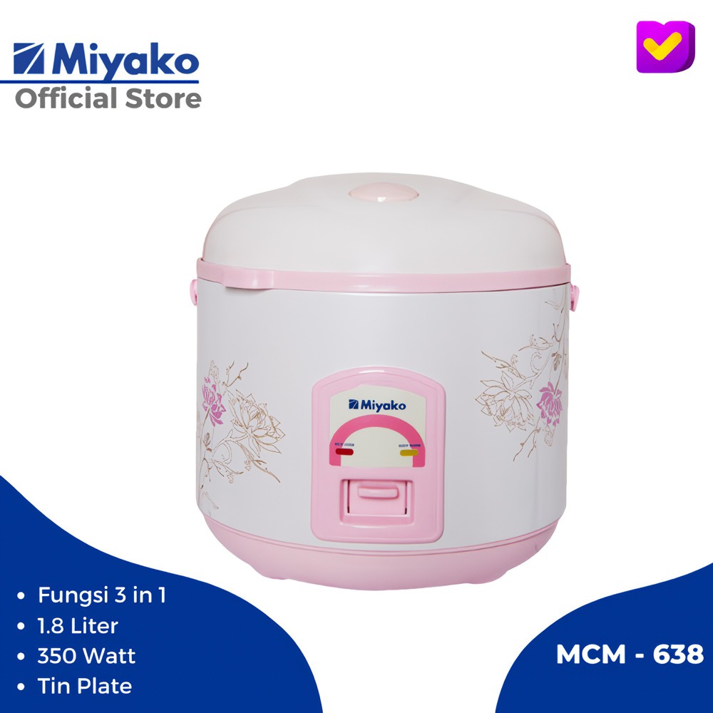Jual Magic Com MIYAKO 1.8 Liter MCM-638 Pearl White / Penanak Nasi Rice ...