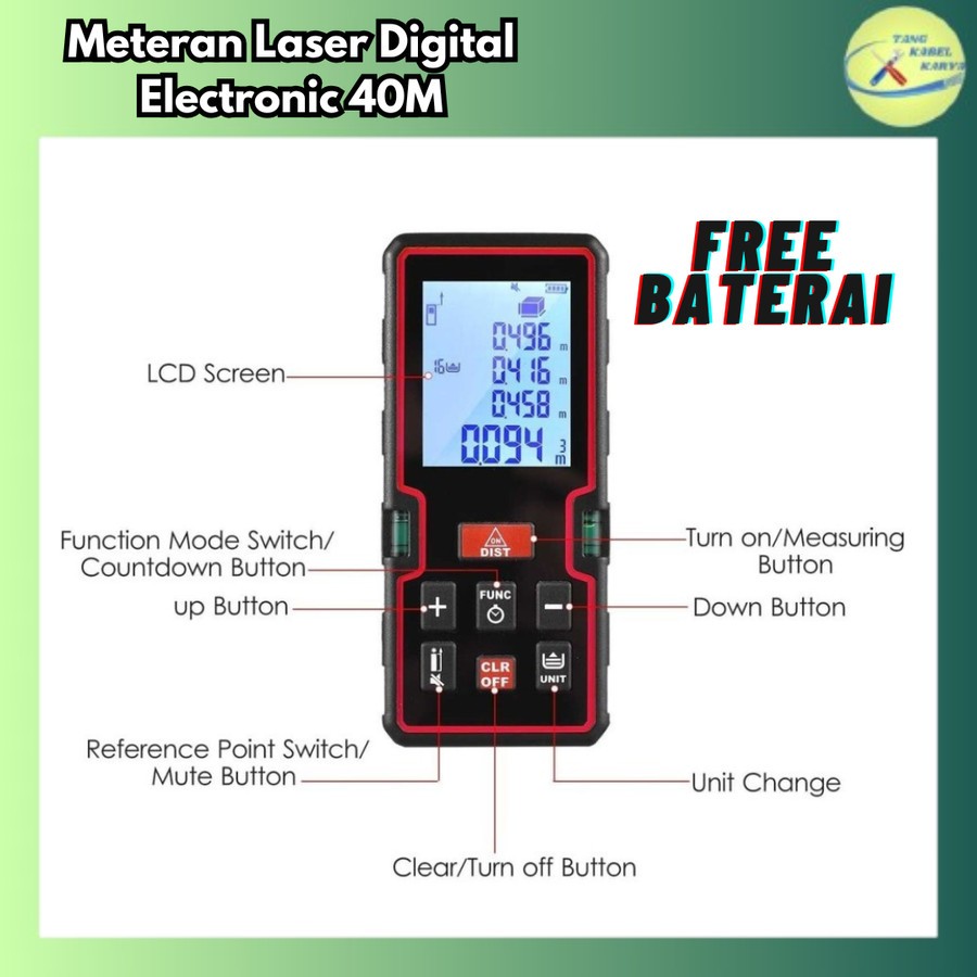Jual Meteran Laser Digital Electronic Accuracy Ruler Infrared 40M 60M ...