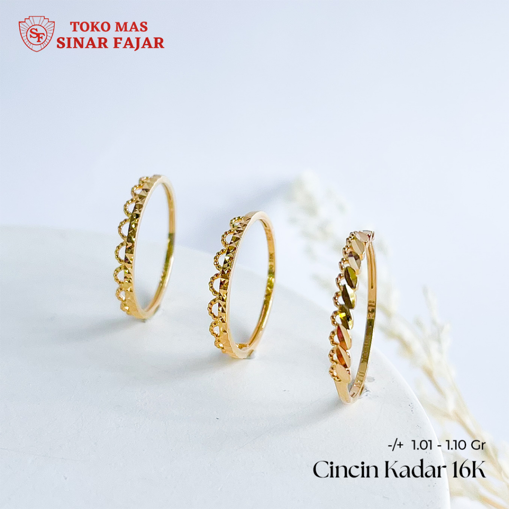 Jual Cincin Emas Wanita Model Crown Kadar 16K/70% Mulai 0.99gr | Shopee ...