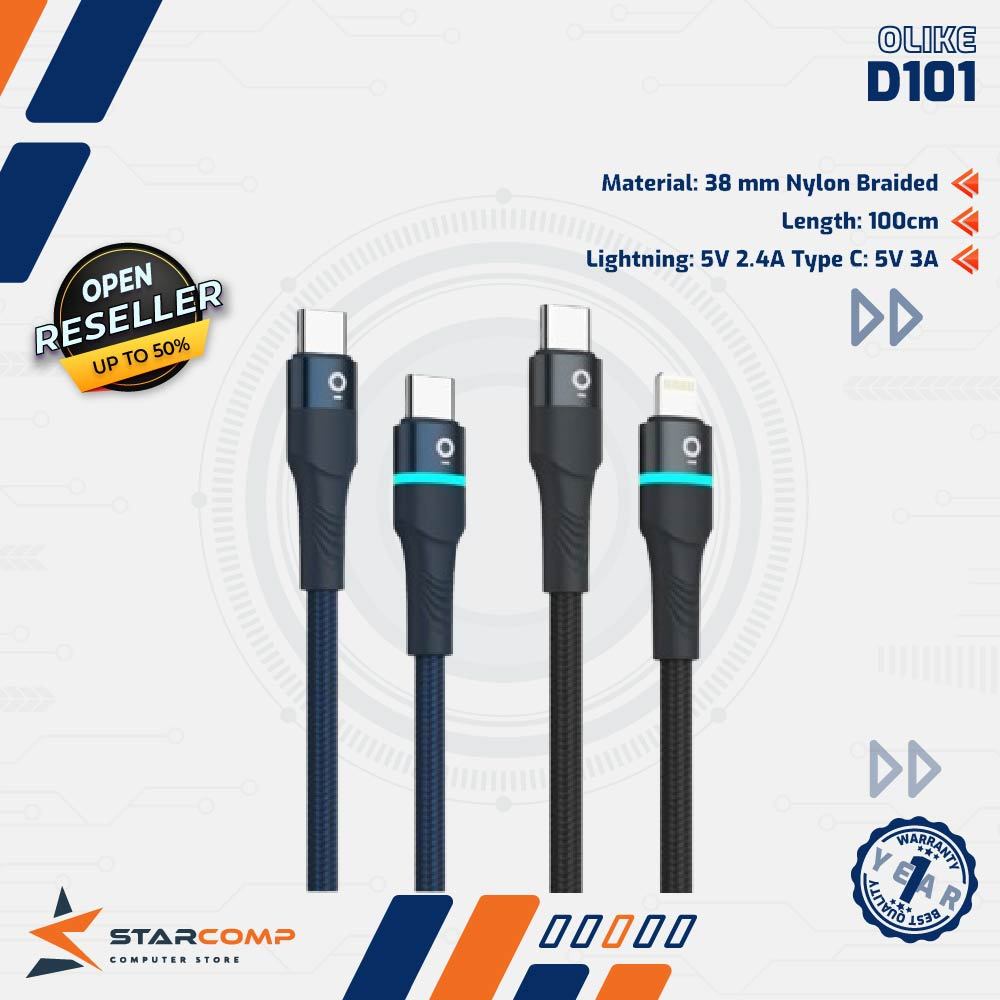 Jual Olike D101 Kabel Data LED C to C to lightning Fast Charging 3A ...