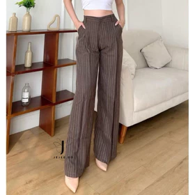 Jejee.Co Kuma Pants Loose Pants Stripe Trouser Wanita Celana Anti Kusut Celana Kulot Wanita