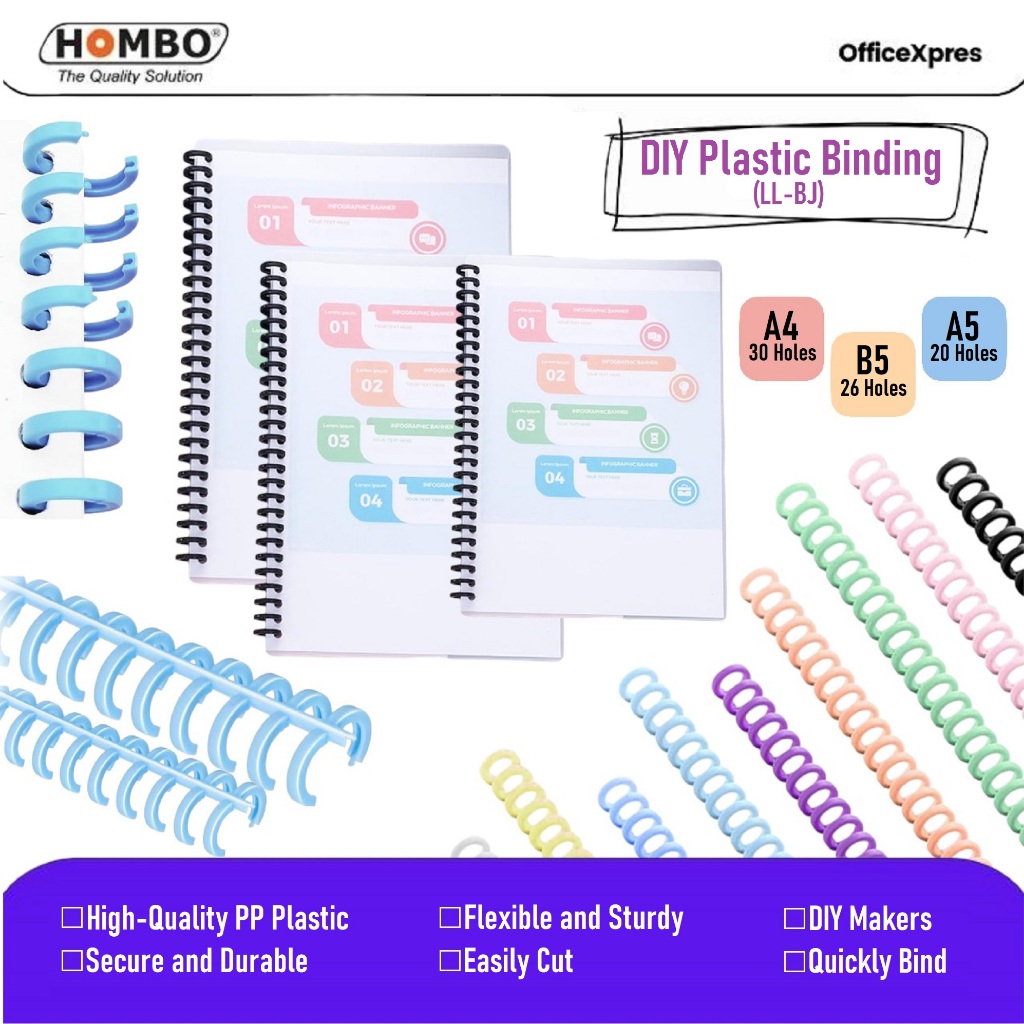 Jual Ring Binding Binder Loose Leaf 30 Holes Ukuran A5 A4 B5 Spiral ...