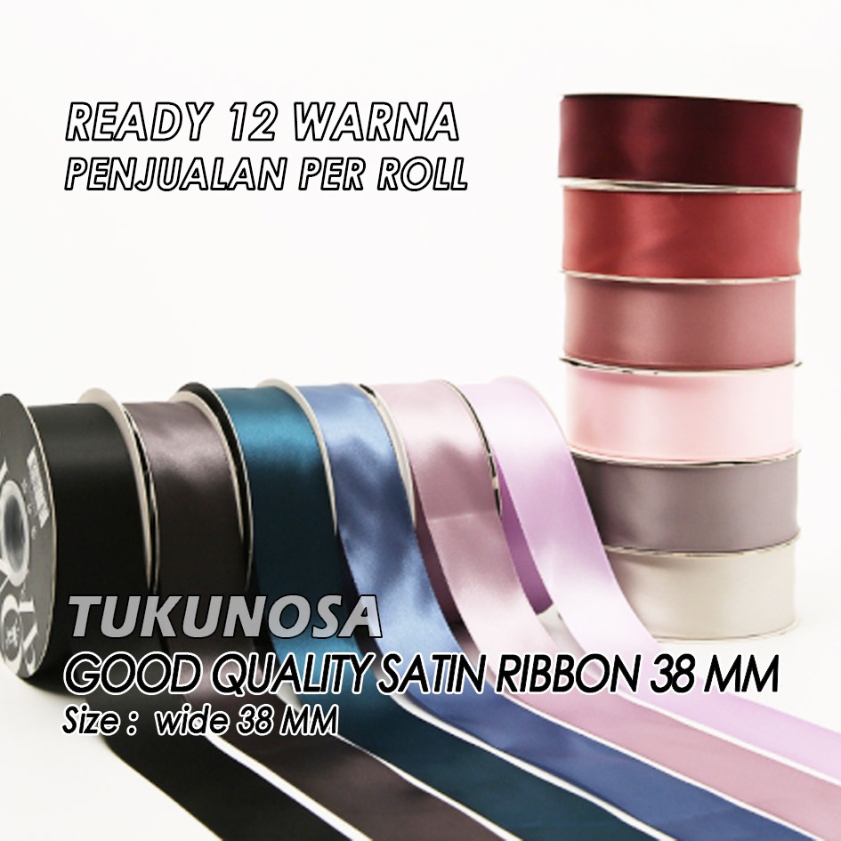 Jual [ROLL 15 YARD] GOOD QUALITY SATIN RIBBON 38 MM - PITA KADO SATIN ...