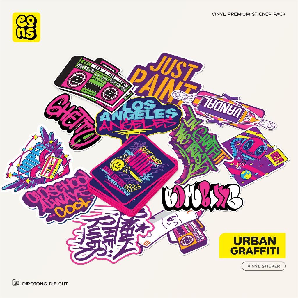 Jual Sticker Urban Graffiti Bahan Vinyl Waterproof Akseoris Laptop ...