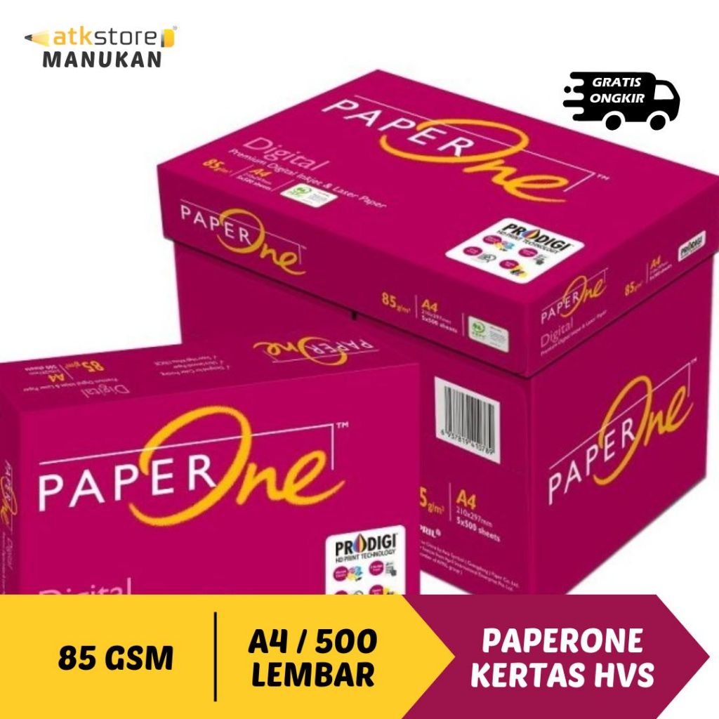 Jual [1 RIM] PAPERONE KERTAS HVS UKURAN A4 80 GSM 1 RIM / 500 LEMBAR ...