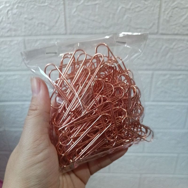 Jual READY INSTANT Paper Clip Jumbo 5 cm 12mm Rose Gold | Gold isi ...