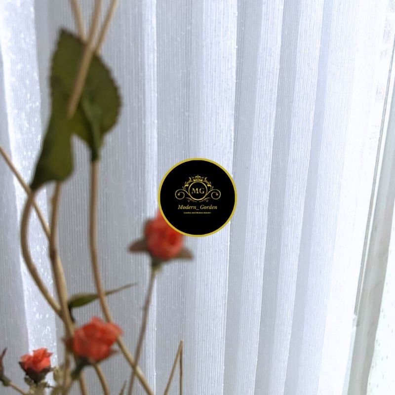 Jual Vitrase Gorden Putih Polos Motif Serat Salju Model' Plisket Kawat