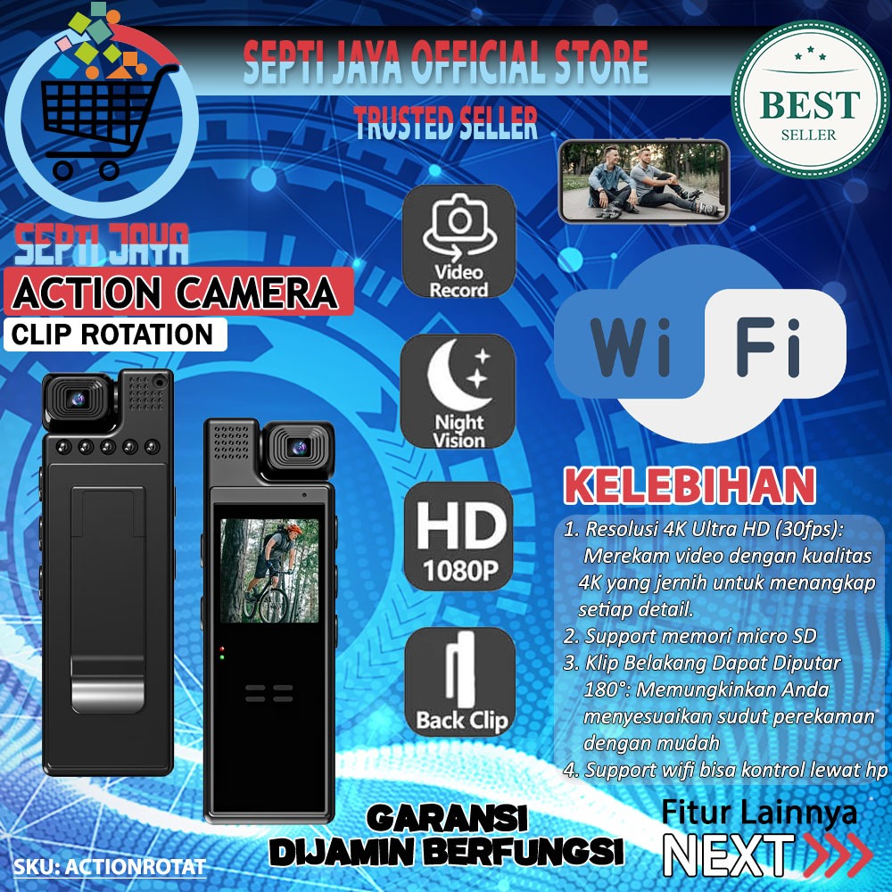 Jual Mini Body Camera Klip Wifi Rotation 180 Derajat Wide Angle ...