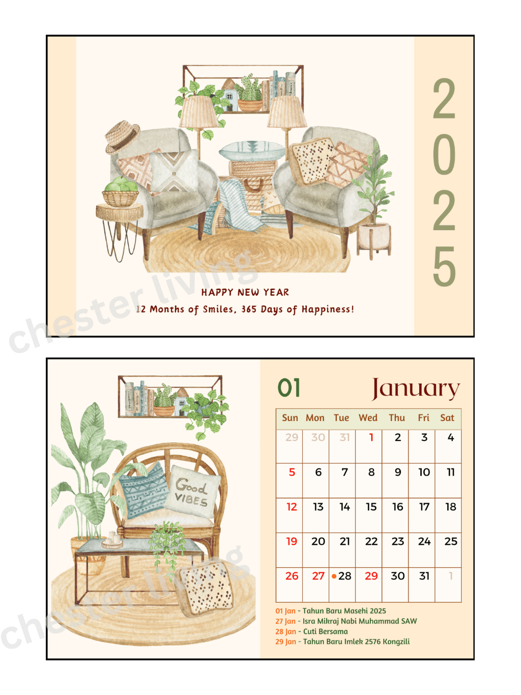 Aesthetic Table Calendar 2025 