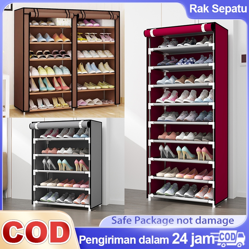 Jual Rak Sepatu Kain Lemari Sepatu Tahan Debu 10 Tingkat Serba Guna ...