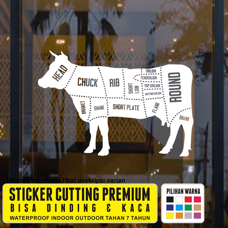 Jual Sticker Steak Diagram Daging Sapi untuk Dinding Kaca Resto Cutting ...