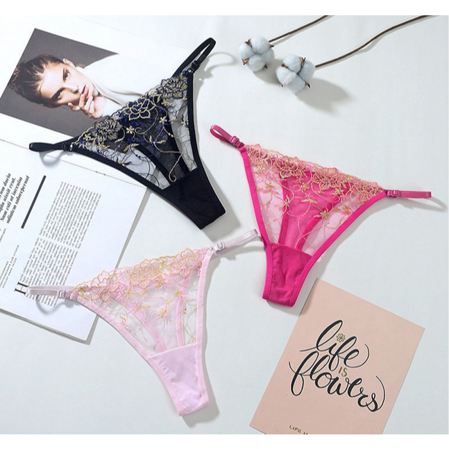 Jual (COD) G String Sexy Lace transparan Celana Dalam Low Waist Thong ...