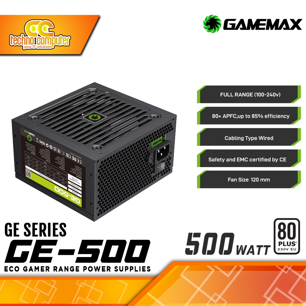 Jual POWER SUPPLY GAMEMAX GE-500 - 500W 80+ White Non Modular | Shopee ...