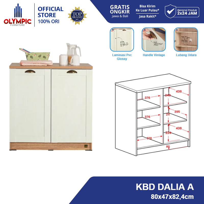 Olympic KBD DALIA A / Kitchen Set 2 Pintu / Meja Dapur / Kabinet Bawah / Rak Dapur Bawah / Lemari Dapur Bawah 2 Pintu