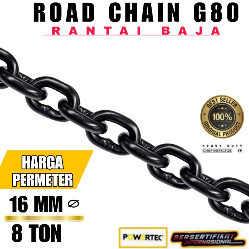 Jual RANTAI BAJA G80 16 MM POWERTEC LOAD CHAIN G80 - 16 MM - PERMETERAN ...