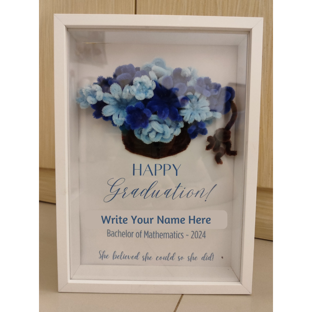 Jual Custom 3D Frame Toga Wisuda Bunga Flower Palsu Artificial Bingkai ...