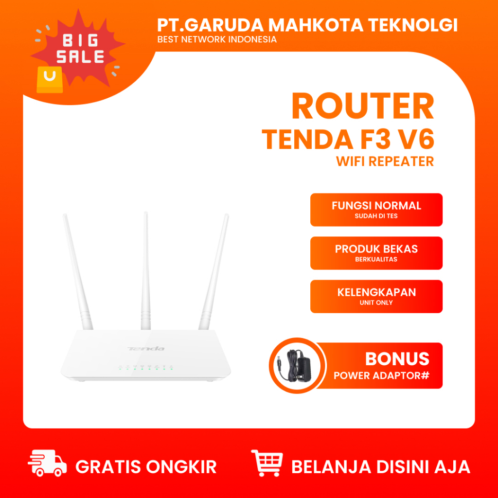 Jual Router Tenda F3 V6 300Mbps Wireless Wifi Extender Second | Shopee ...