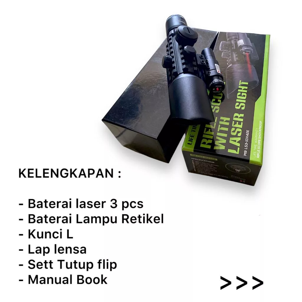 Jual Telescope Teleskop Rifle Scope + Laser Scope ACCURATE M9 LS 3 ...