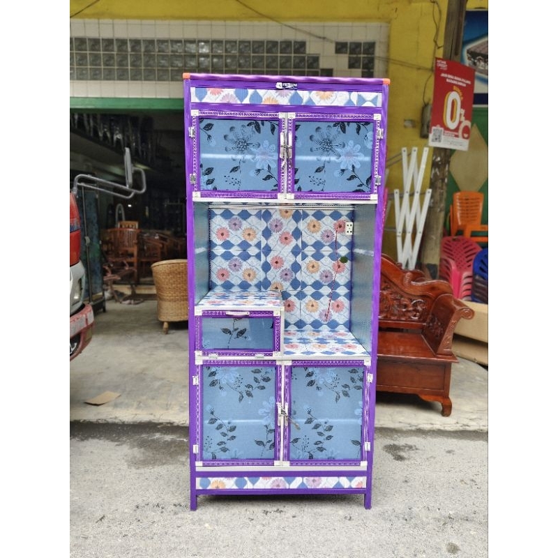 Jual Rak piring kaca 2 pintu model keramik ada tempat magic com ...