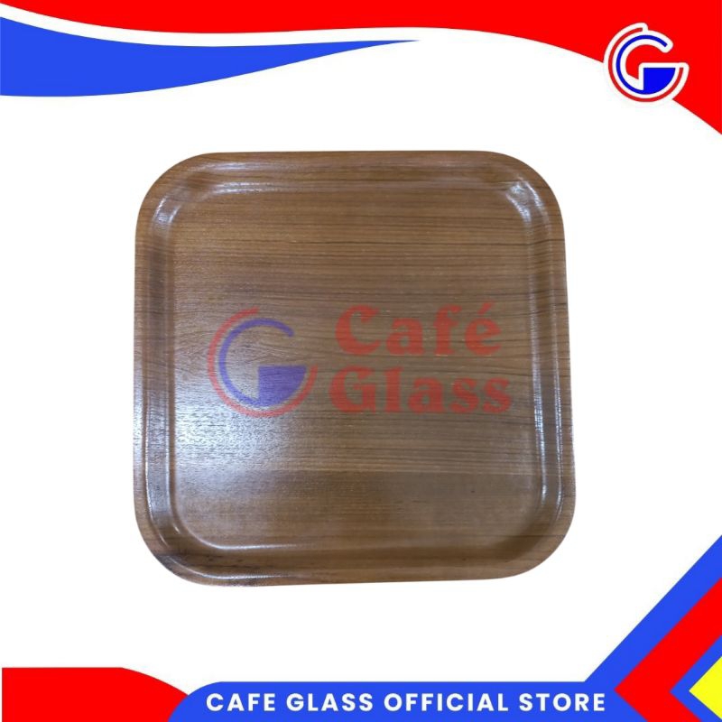 Nampan Baki Kayu Segi Kotak (S9) - Square Tray Mahagony Tatakan Wood - Saji Café Restoran