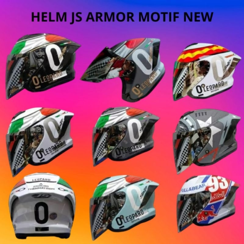 Jual HELM JS ARMOR YAKUZA HALF FACE MOTIF REDBULL LEOPART SNI PREMIUM ...