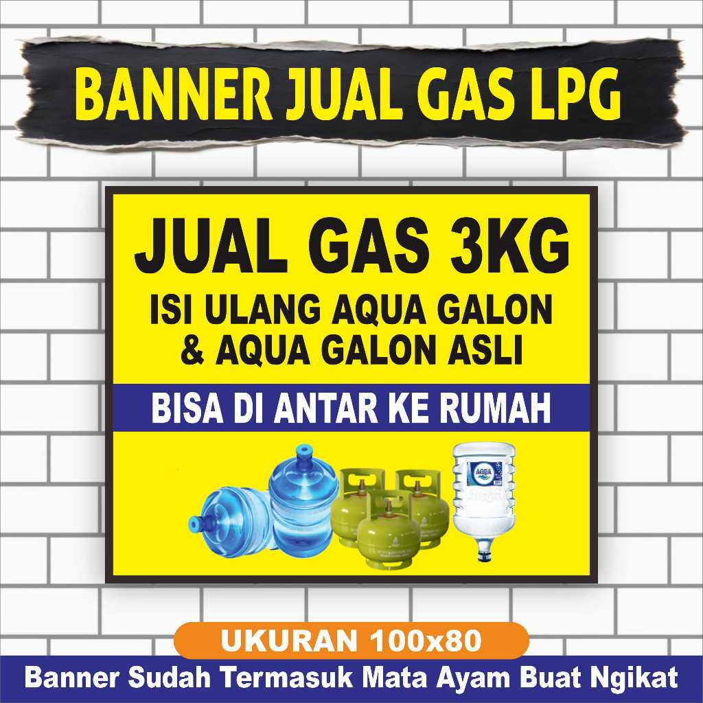 Jual Spanduk Banner Jual Gas & Aqua ukuran 100x80 | Shopee Indonesia
