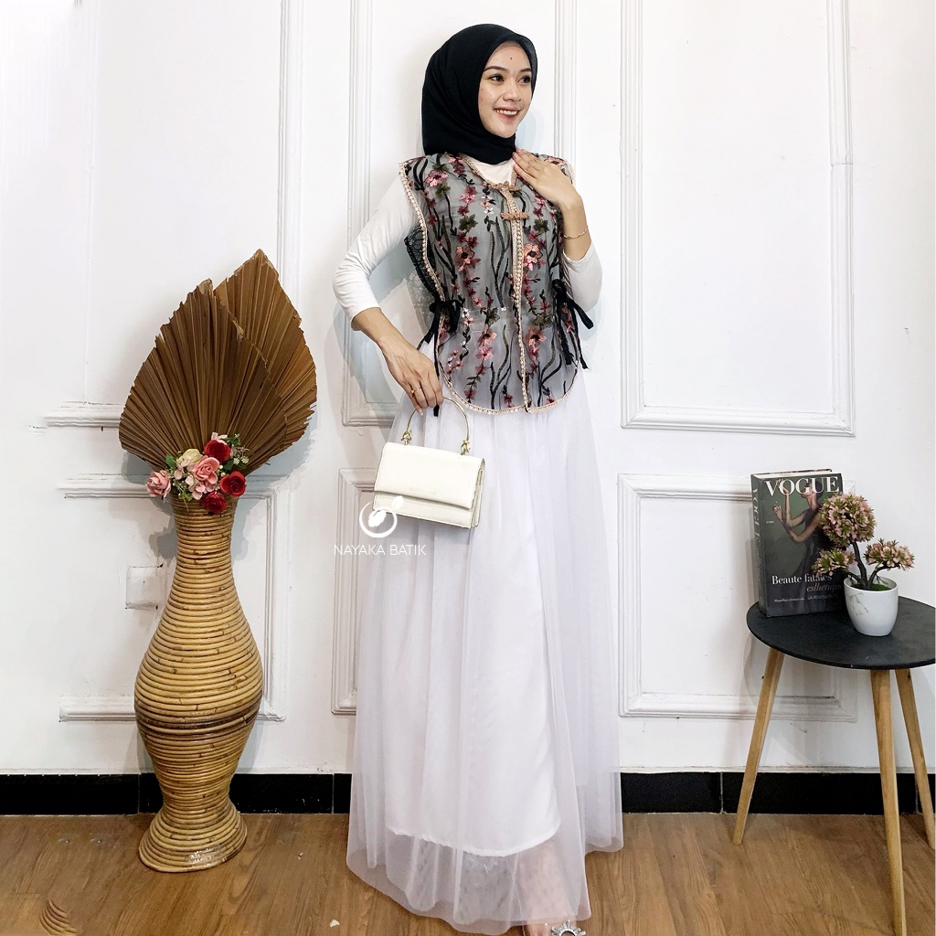 Jual NAYAKA BATIK Oneset Vest Brokat Kombinasi Rok Tutu Layer