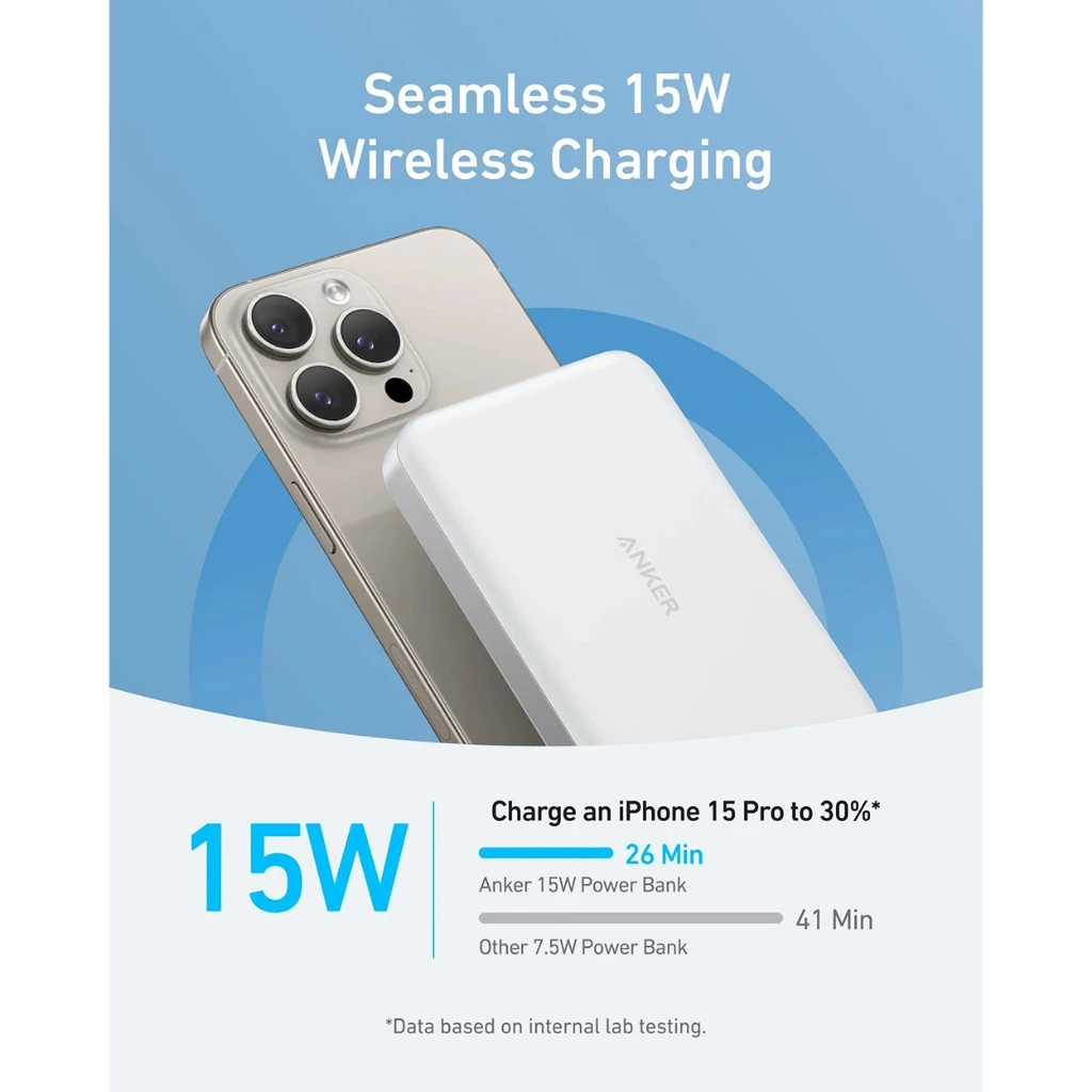 Anker MagGo Wireless Power Bank Magnetic Magsafe 15W Ultra slim, Qi2 Fast Charging Type C PD 10000 mAh - A1664